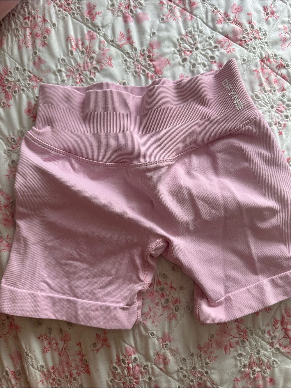 High-Rise Pink Scrunch Back Athletic Bike Shorts - Picture 2 of 3